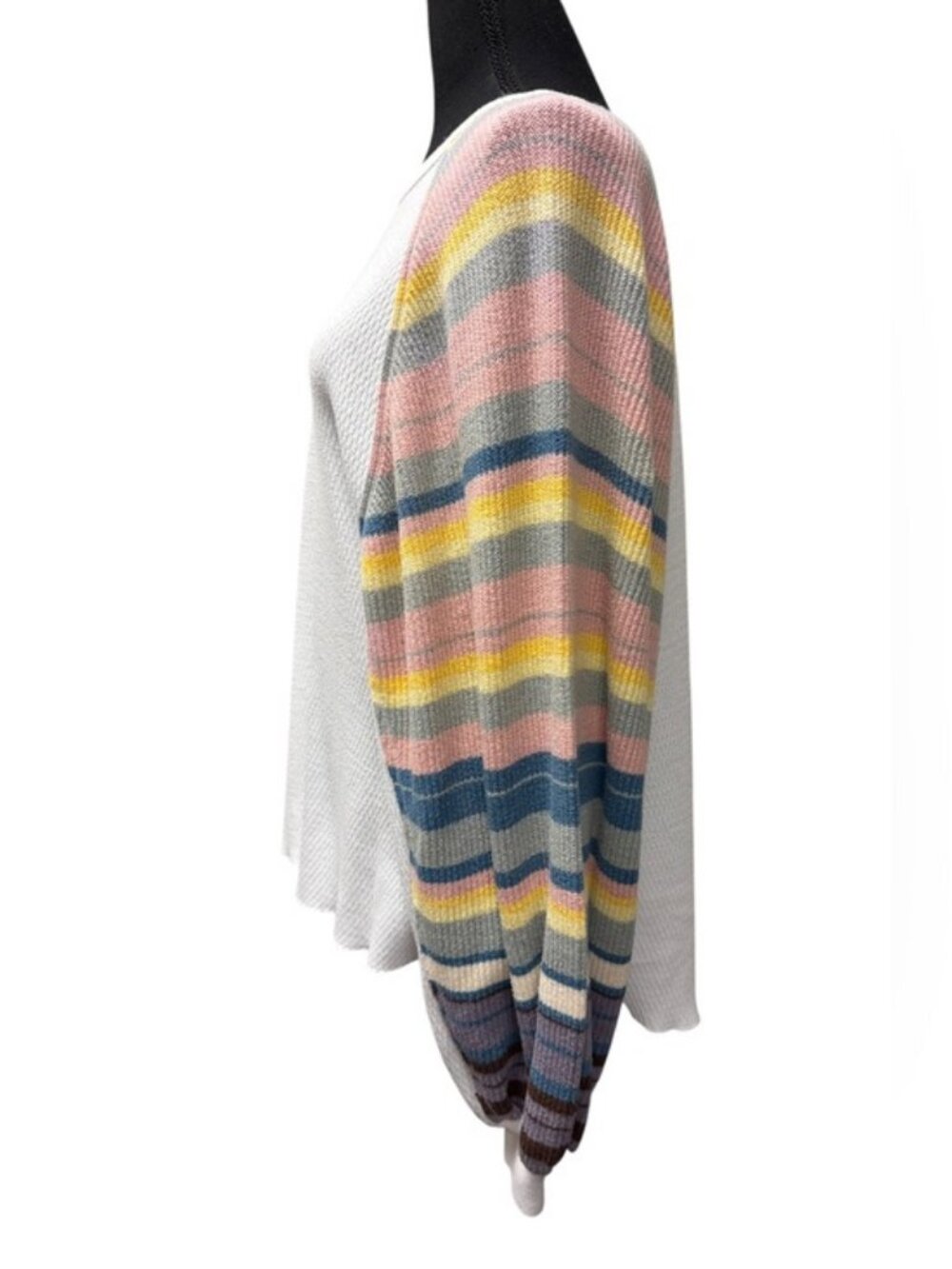 We The Free Free People Waffle Knit Striped Balloon Sleeve Top S - Picture 5 of 12